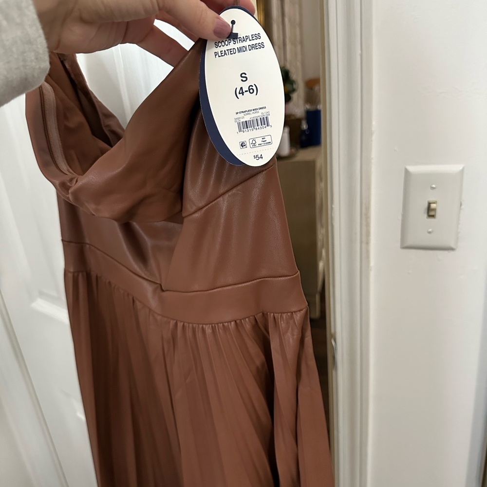 Faux Leather Women's Dress - Picture 3 of 4